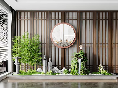 New Chinese garden rockery bamboo green plant sketch 3d model