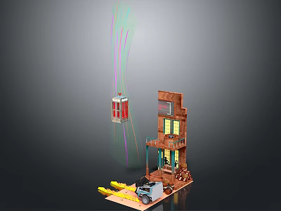 Detailed Multi level Building Model With Elevator Track Mechanical Arm And Platform 3d model