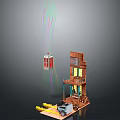 Detailed Multi level Building Model With Elevator Track Mechanical Arm And Platform