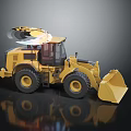 Yellow Construction Loader with Large Front Bucket Cab and Heavy Duty Tires 3d model