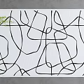 Square Rug With Abstract Black Lines Pattern On White Background For Modern Home Decor