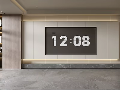 Modern TV Wall Design With Built-in TV Wooden Panels And LED Strip Lighting 3d model