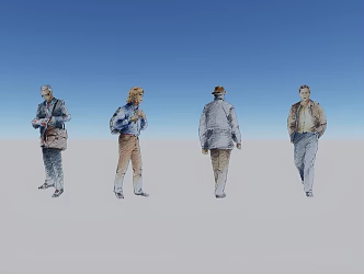 Modern hand-painted style business men 3d model