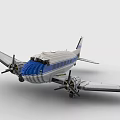 Building Blocks Vintage Airplane Model With Blue White Gray Design Propellers And Wings