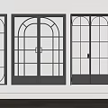 Black Double Doors With Glass Panes For Modern Interior And Architecture Design