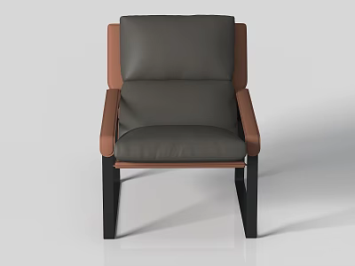Black Upholstered Leisure Chair with Wooden Arms and Black Legs Design 3d model