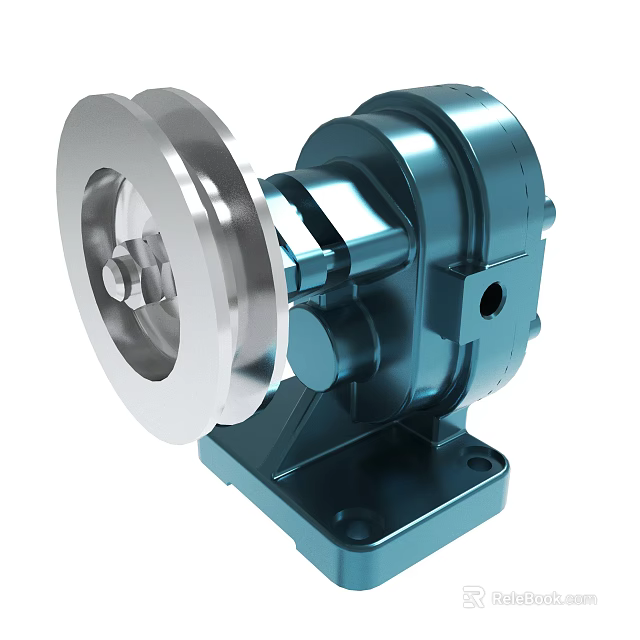 Industrial Mechanical Component With Metallic Structure Circular Silver Cover And Blue Base 3d model