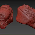 Futuristic Helmet Design Featuring Mechanical Details White Orange Color And Dual View