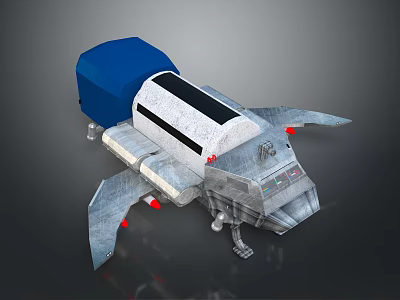 Mechanical Robot Device With Blue Component Gray Structure Red Parts And Support Wings 3d model