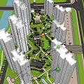 Residential Complex Layout With High Rise Buildings And Central Green Areas