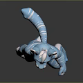 Blue And White Striped Anthropomorphic Feline Game Movie Character In Cartoon Style Standing Pose