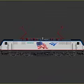 Detailed Electric Train Model With American Flag Red Pantographs And Gray Background