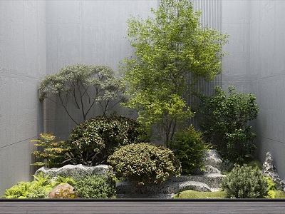 New Chinese style landscape sketch courtyard landscape 3d model