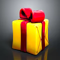 Yellow Gift Box With Red Bow And Ribbon As Daily Living Item