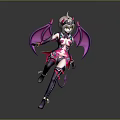 Game And Movie Character With Horns Purple Pink Wings Pink White Outfit And Black Boots