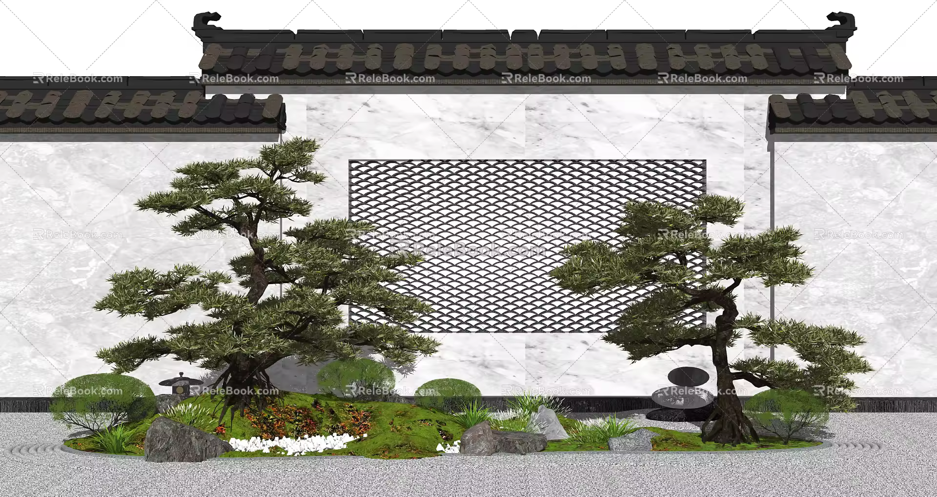 New Chinese style landscape sketch landscape sketch landscape tree 3d model