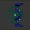 Mechanical Valve Assembly With Colorful Green Red Blue And Metallic Components