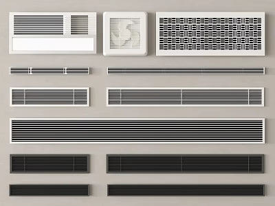 Various Decorative Air Conditioner Vents Featuring Modern Designs Multiple Sizes And Colors 3d model