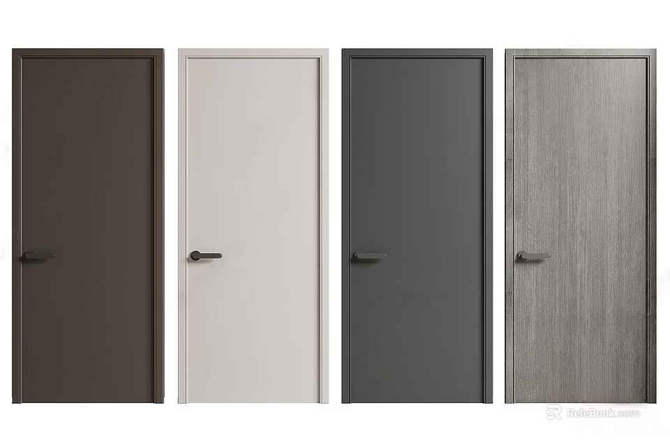 Modern Hinged Doors In Various Colors And Materials For Home Use 3d model 