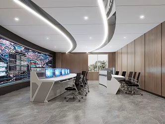 Modern monitoring room Command control room Central control room 3d model