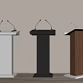 White Black and Brown Podiums with Microphones for Public Speaking Events