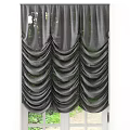 Pleated Gray Roman Blind Design For Window With Natural Green Background View