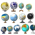 Assorted Globe Decorative Ornament Set With Various Colors Sizes And Stands
