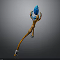 Orange Mechanical Arm 3D Model Holding Blue Gemstone With Metal Joints