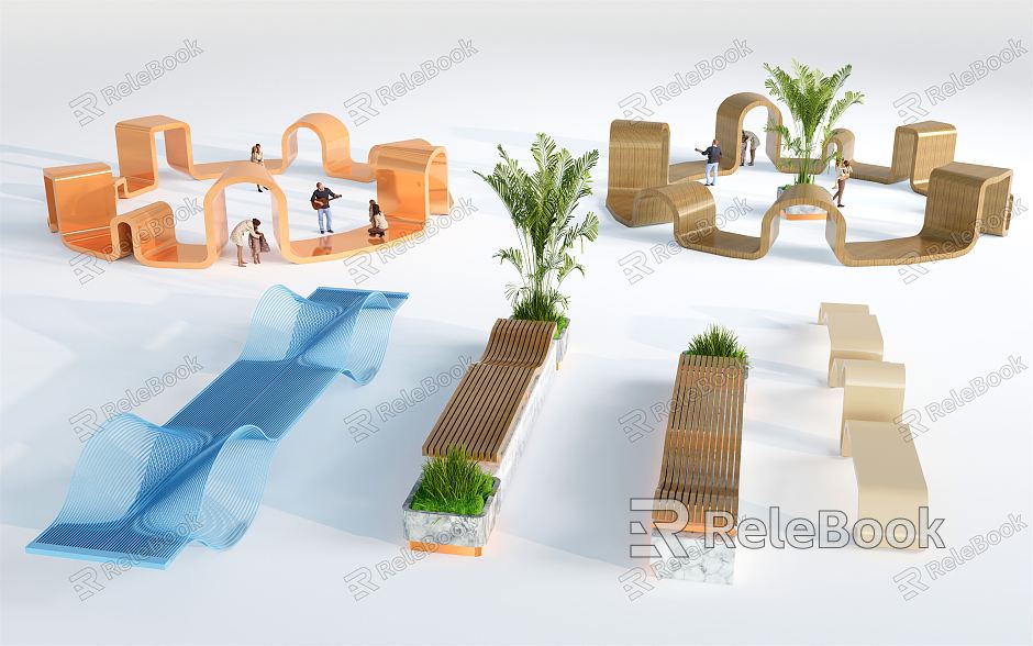 Modern Outdoor Chair Landscape Seat Outdoor Seat Park Seat Shaped Seat Landscape Tree Pool model