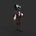 Anthropomorphic Flying Animal Character With Black Feathers Red Cloak And White Arms