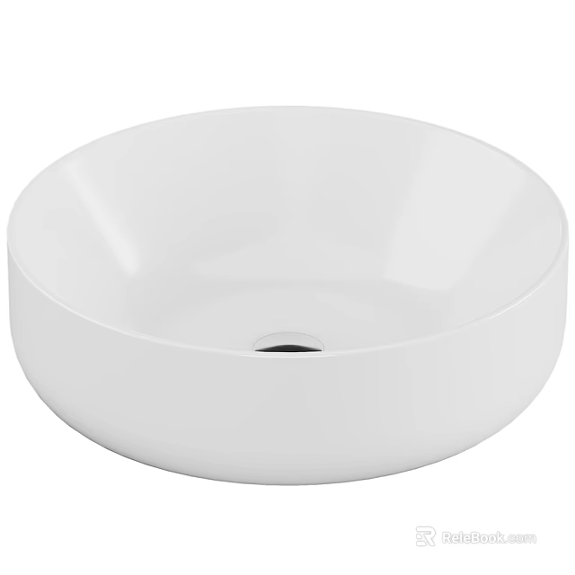 Modern White Round Countertop Washbasin With Smooth Surface And Simple Design 3d model 
