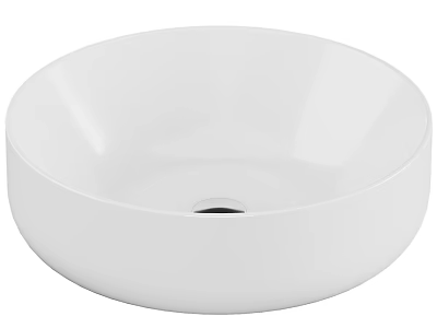 Modern White Round Countertop Washbasin With Smooth Surface And Simple Design 3d model