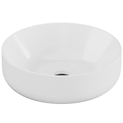 Modern White Round Countertop Washbasin With Smooth Surface And Simple Design 3d model