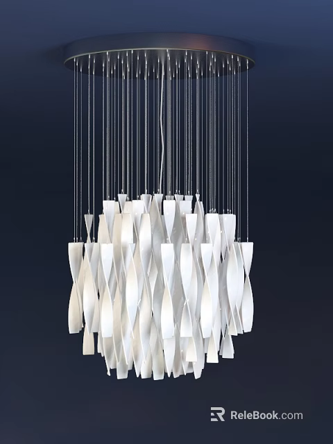 Modern Abstract Pendant Light Featuring White Twisted Shades And Hanging Design 3d model