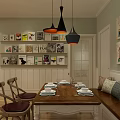 Modern Living Dining Room With White Coffee Table TV Cabinet Ceiling Fan And Large Windows