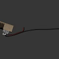 Wooden Base Structure With Black Curved Hook And Red Black Wires