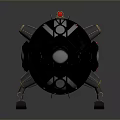 Black Submarine Model With Detailed Structure And Metallic Support Frame