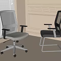 Modern Office Chair With Mesh Back Gray Seat Swivel And Fixed Base Design