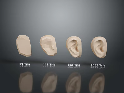 Medical Devices 3D Ear and Head Models with Different Triangle Meshes Detail Levels 3d model