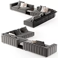 Modern Gray Sectional Sofa With Plush Fabric Cushions And Modern Design Elements 3d model