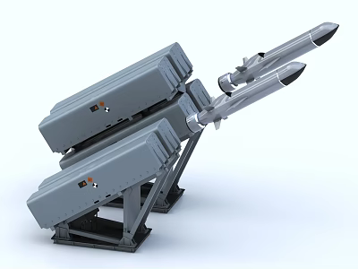 Advanced Military Missile Launcher System With Multiple Missiles On Tactical Weapon Platform 3d model