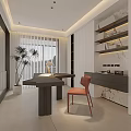 Modern Living Room Interior Design With Beige Sofa Coffee Table Pendant Light Sculpture And Bookshelf