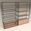 Modern Display Shelves With Wooden Shelves Metal Frame And Multiple Tiers