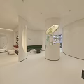 Modern Beauty Hair Salon Interior With Green Chair White Sofa And Oval Decor