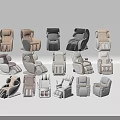 Various Modern Massage Chairs with Different Styles Colors and Ergonomic Designs 3d model