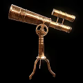 Vintage Brass Commercial Telescope Equipment With Tripod Stand And Dual Barrels