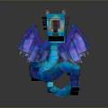 Colorful Pixel Art Dragon 3D Model With Shiny Blue Purple Scales