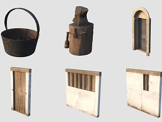 Ancient door and window iron barrel tools 3d model