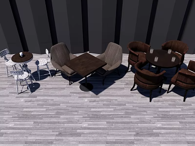 Modern Table And Chair Combinations In Various Colors For Indoor Spaces With Wooden Flooring 3d model