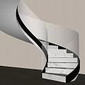 Modern Spiral Staircase Interior Design With Glass Railing and Marble Steps